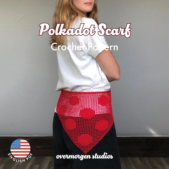 Polkadot Scarf Crochet Pattern – Crochet Hip Scarf – Crochet Wrap Skirt - Filet Crochet PDF (English)