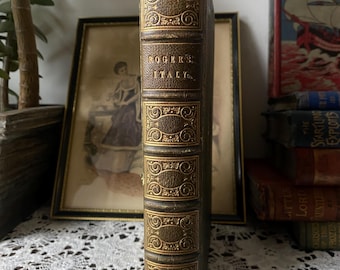 Italia, un poema de Samuel Rogers 1842 Encuadernación fina Vintage Antiguo Decorativo Libro de tapa dura Literatura Victoriana Viajes Poemas Poemas Románticos