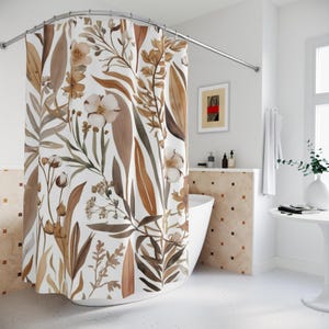 Boho Floral Shower Curtain - Botanical Bathroom Decor, Stylish Home Accent, Nature-Inspired Gift, Modern Farmhouse, Cozy Vibes