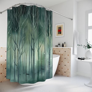 Shower Curtains, Sleepless Forest Bathroom Decor, Dark Fantasy Home Accessories, Gothic Shower Curtain, Spooky Forest Bath Curtain, Unique