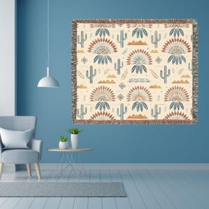 Woven Blanket, Aztec Western Design, Unique Home Decor, Southwestern Throw, Cozy Bedding, Tribal Blanket, Southwest Tapestry