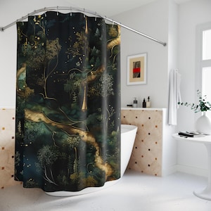 Enchanted Forest Shower Curtain - Magical Woodland Bathroom Decor, Nature Lover Home Accessories, Fairy Tale Tapestry Bath Curtain, Forest