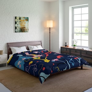 Whimsical Floral Comforter, Cozy Bedroom Décor, Boho Art Bedding, Gift for Home Lovers, Spring Vibe Sleep Essentials