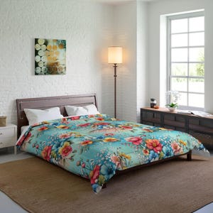 Bloemen dekbed, levendige beddengoedset, boho woondecoratie, gezellige deken voor alle seizoenen, perfect cadeau voor haar