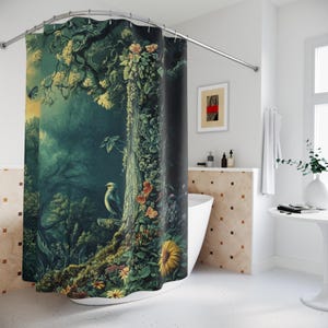 Enchanted Forest Shower Curtain, Nature Bathroom Decor, Whimsical Tree Design, Woodland Home Accessories, Tree Lover Gift, Botanical Bath