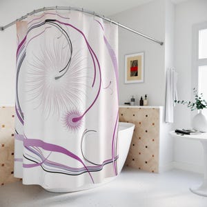 Modern Abstract Shower Curtain - Artistic Bathroom Decor, Unique Eye-Catching Design, Quick-Dry Polyester, Minimalist Aesthetic
