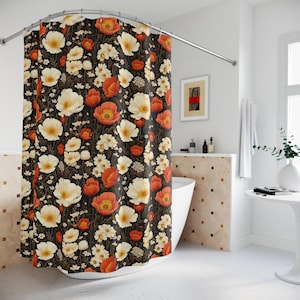 Floral Shower Curtains, Boho Bathroom Decor, Vintage Floral Print, Home & Garden, Gift for Her, Summer Vibes, Stylish Shower Privacy