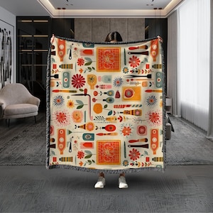 Aztec Woven Blanket - Cozy Tribal Blanket, Southwestern Throw, Ethnic Tapestry, Boho Coverlet, Decorative Bedspread
