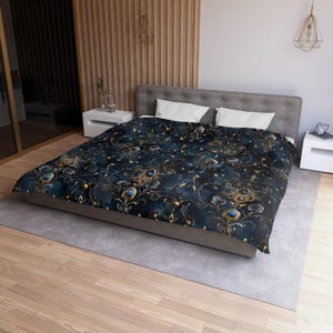 Elegant Microfiber Duvet Cover - Night Sky Floral, Bedroom Decor, Home Textile, Gift for Her, Cozy Bedding,celestial art work