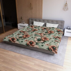 Floral Microfiber Duvet Cover, Cozy Bedroom Decor, Soft Bedding Set, Spring Home Accents, Gift for Her, Flower Pattern