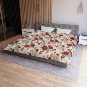 Vintage Floral Microfiber Duvet Cover - Cozy and Romantic Bedroom Decor, Perfect for Weddings, Anniversaries, Housewarming, Mother&#39;s Day,