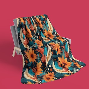 Floral Fleece Sherpa Blanket, Cozy Throw for Home Decor, Gift for Friends, Family, and Nature Lovers, Perfect for Any Occasion, Soft Plush