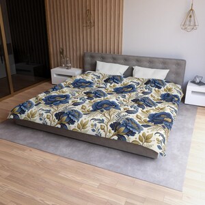 Floral Microfiber Duvet Cover - Cozy Bedding, Elegant Bedroom Decor, Floral Home Accessories, Gift for Her, Spring Decor