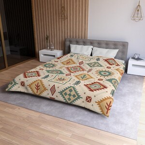 Boho chic microvezel dekbedovertrek, gezellig beddengoed, rustiek huisdecor, ideaal als cadeau, zuidwestenpatroon, bohostijl