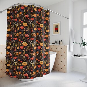 Floral Boho Shower Curtain, Vintage Floral Bathroom Decor, Bohemian Style Bathroom, Nature Inspired Shower Curtain, Gift for Home