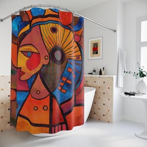 Cubic Shower Curtains, Geometric Bathroom Decor, Modern Home Accessories, Unique Shower Curtain, Abstract Bath Curtain