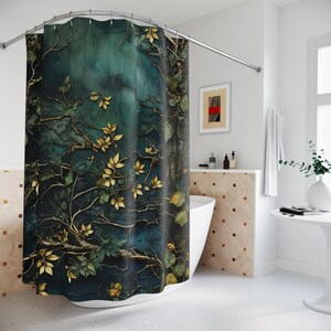 Mystical Forest Shower Curtain, Nature-Inspired Bath Decor, Rustic Home Accents, Eco-Friendly Bathroom, Elegant Gift for Nature Lovers,