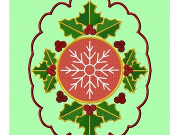 雪の舞う #3 機械刺繍デザイン クリスマス 新年 休日 テーブルクロス