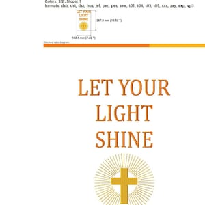 Religion embroidery design, let your light shine bible phrase machine embroidery, bible verse, christian quote, religious saying, instant