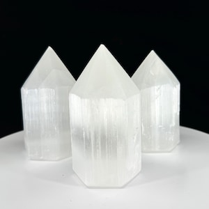 Selenite Crystal Tower Point | Natural Gemstone | Selenite Top Polished Point | Crystal Towers | Selenite Point | Raw Selenite Tower Point