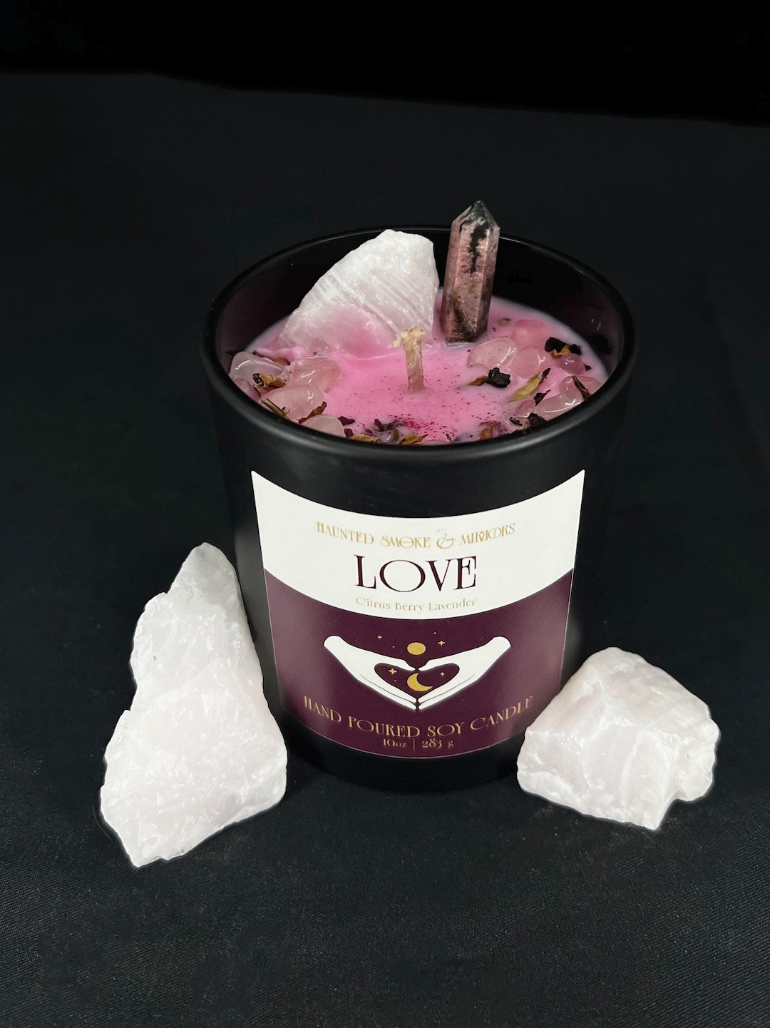 Love / Self Love Intention Candle With Crystals & Herbs | Citrus Berry ...