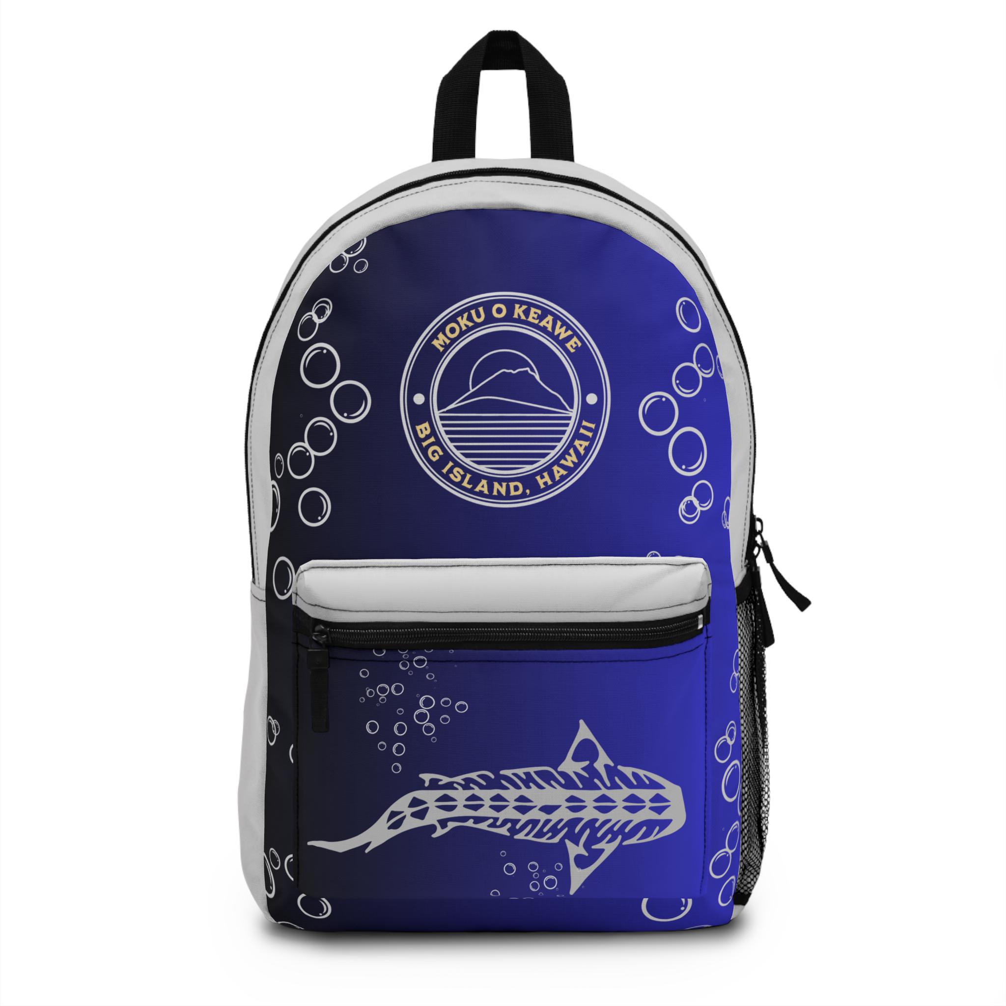 Blue Hawaiian Shark Sea Turtle Pattern Print Premium Backpack main image 0