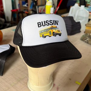 Bussin&#39; Trucker Hat for Men & Women | Funny Quote Snapback | Adjustable Cap | Mesh Hat | Meme Graphic Hat