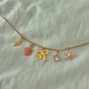 Charm Necklace, Custom Charm Necklace Gift, Build Your Own Charm Necklace Ocean Jewelry, Heart Jewlery Coquette Birthday Gift