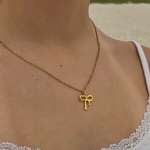 Bow Necklace, Dainty Coquette Jewelry Birthday Gift, Bow Charm Necklace Gift For Teenage Girl, Coquette Accessory