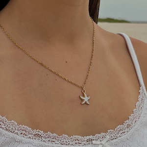 Starfish Necklace, Sea Star Pendant Necklace, Beach Gift Handmade Coastal Necklace, Ocean Themed Jewelry, Coastal Accessories Summer Jewlery