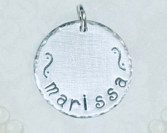 Add a Name Hand Stamped Sterling Silver 3/4" Circle Charm - Personalized Add on Name Charm