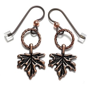 Autumn Copper Maple Leaf Earrings