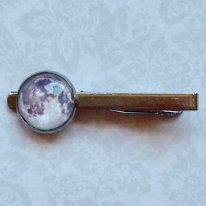 Full Moon Gunmetal Tie Bar Clip - Celestial Astronomy Gift for him