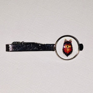 Fire Spirit Wolf Gunmetal Tie Bar,  Mens Tie Cip