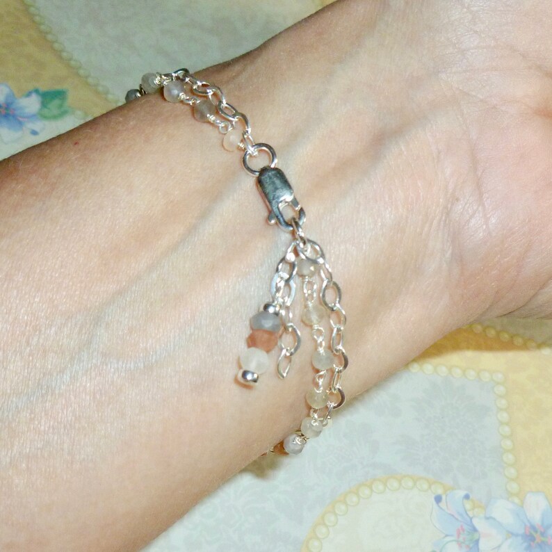 Download Double Strand Multi Moonstone and Sterling Silver Bracelet | Etsy