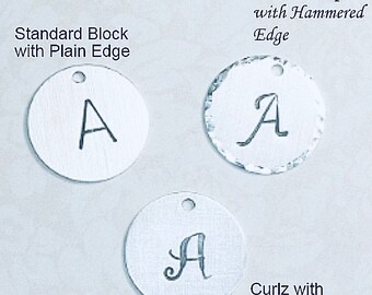 Add a Charm Initial Year Number Charm - Hand Stamped Sterling Silver 5/8" Circle Charm - Add on Charm - Personalized Initial Charm