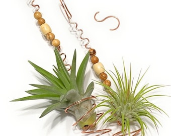 Wire Wrapped Beaded Hanging Air Plant Holders - Set of 2 Hangers Only