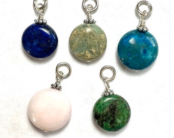 Add a Gemstone Coin Dangle with Sterling Silver - Add a Dangle, Add on Charm
