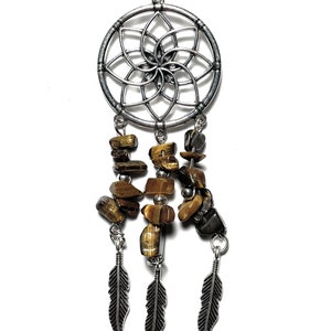 Air Plant Hanger, Hanging Dreamcatcher Tillandsia Wire Wrapped Holder with Tigers Eye Beads image 3