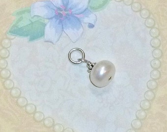 Add a Dangle Large White Cultured Freshwater Button Pearl Dangle - Add On Charm