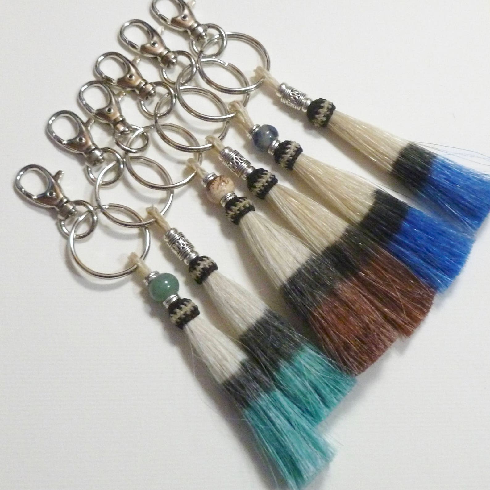 Beaded Horse Hair Tassel Keychain Horse Bridal Tag Purse Etsy