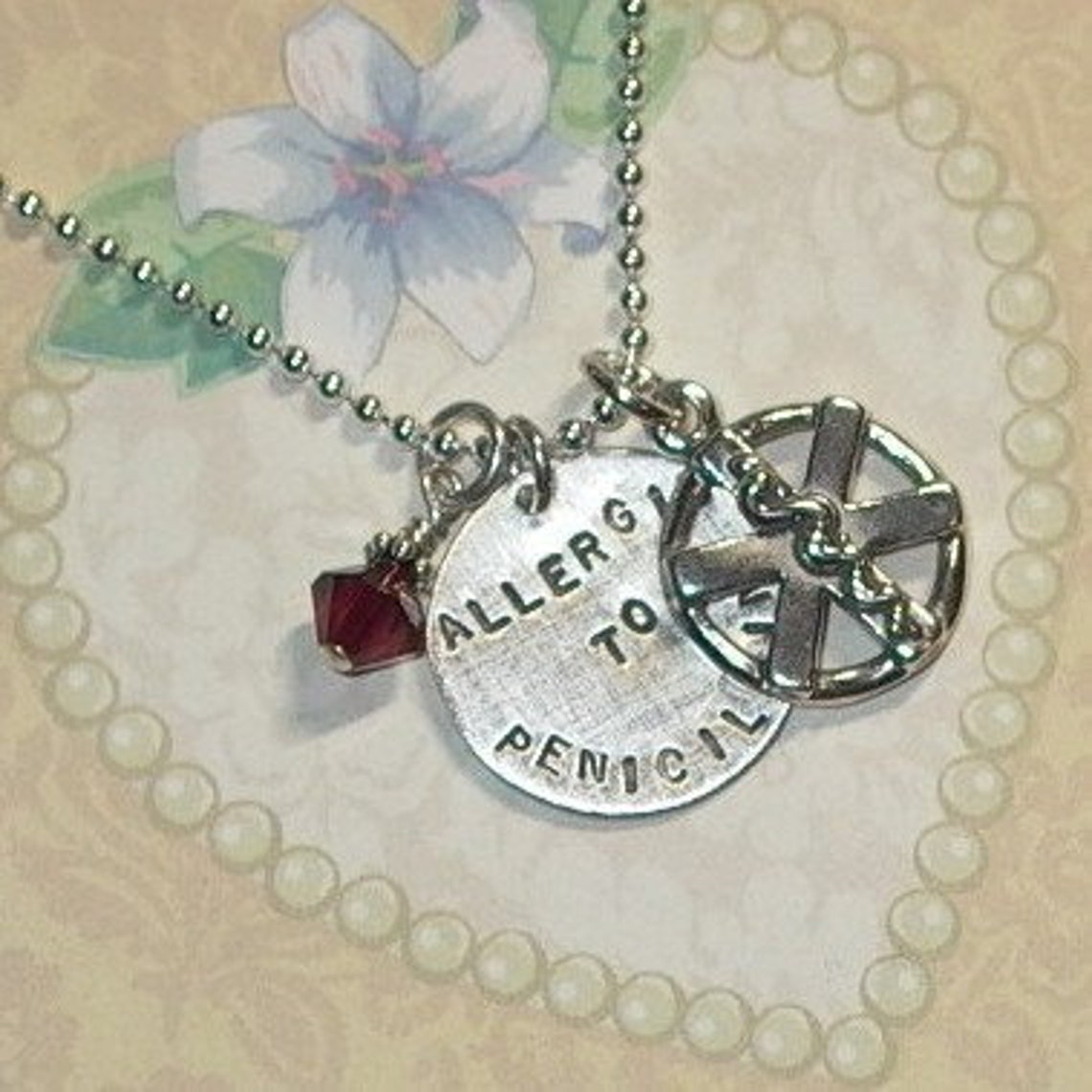 Medical Alert Hand Stamped Sterling Silver Charm Necklace Etsy