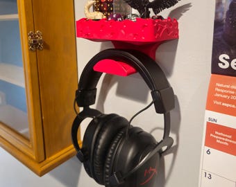 Flame Headphone Shelf: Fiery Red Gaming Decor & Display