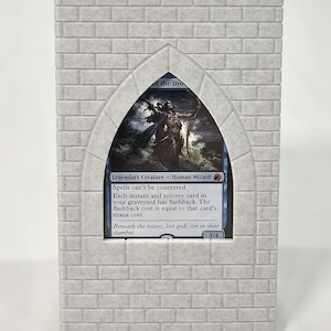 Caja para mazos de Commander MTG – Acabado Stone Castle – Regalo para Magic the Gathering – Almacenamiento para TCG – Exhibición de estantería única