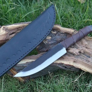 Durable Hunting Knife for Camping – Hand-Forged with Leather Sheath