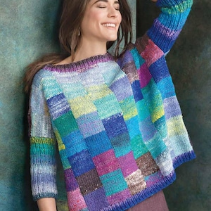 Karierter Pullover aus Noro Kureyon Wolle, Strickanleitung, Strickanleitung