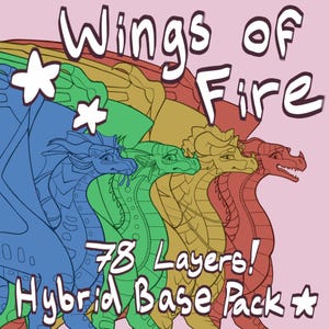 Wings of Fire Dragon Coloring Base Pack // WoF Hybrid Customization Base