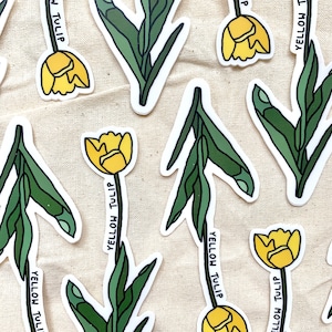 Wasserdichter gelber Tulpen-Aufkleber - langlebiger Vinyl-Blumenaufkleber für Laptops, Wasserflaschen und mehr