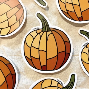 Waterproof Pumpkin Sticker - Durable Vinyl Autumn Decal for Laptops, Water Bottles, and More
