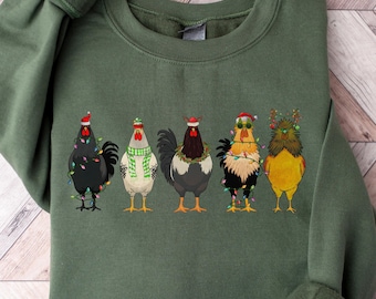 Funny Christmas Chicken Sweatshirt, Funny Farmer Sweatshirt, Funny Gift for Farmer, Christmas Gift for Farmer, Funny Chicken Sweater for her